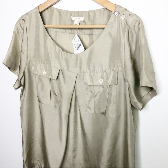 J Crew tan silk blouse - Picture 3 of 9